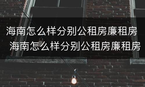 海南怎么样分别公租房廉租房 海南怎么样分别公租房廉租房和住房