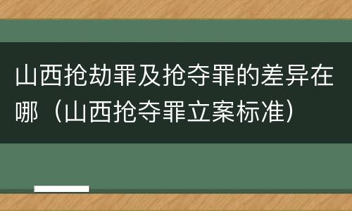 山西抢劫罪及抢夺罪的差异在哪（山西抢夺罪立案标准）