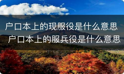户口本上的现服役是什么意思 户口本上的服兵役是什么意思