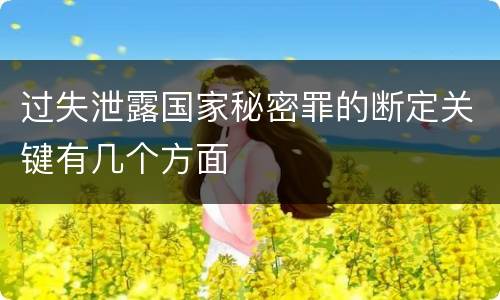过失泄露国家秘密罪的断定关键有几个方面