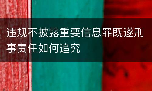 违规不披露重要信息罪既遂刑事责任如何追究
