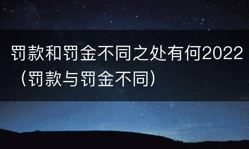 罚款和罚金不同之处有何2022（罚款与罚金不同）