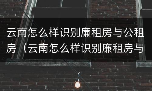 云南怎么样识别廉租房与公租房（云南怎么样识别廉租房与公租房的区别）