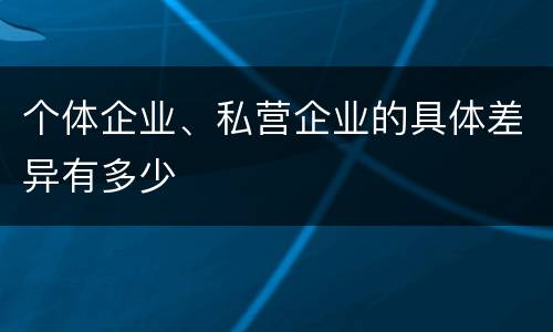 个体企业、私营企业的具体差异有多少