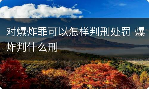 对爆炸罪可以怎样判刑处罚 爆炸判什么刑