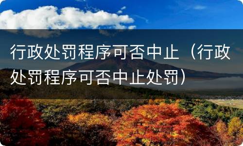 行政处罚程序可否中止（行政处罚程序可否中止处罚）