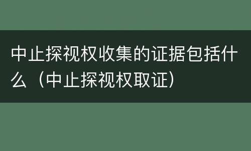 中止探视权收集的证据包括什么（中止探视权取证）