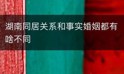 湖南同居关系和事实婚姻都有啥不同