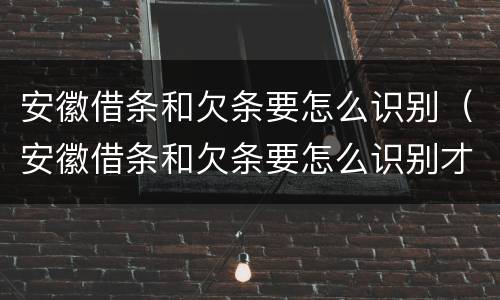 安徽借条和欠条要怎么识别（安徽借条和欠条要怎么识别才正确）
