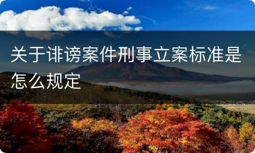 关于诽谤案件刑事立案标准是怎么规定
