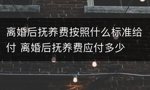 离婚后抚养费按照什么标准给付 离婚后抚养费应付多少