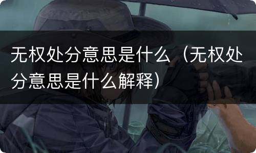 无权处分意思是什么（无权处分意思是什么解释）