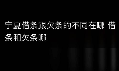 宁夏借条跟欠条的不同在哪 借条和欠条哪