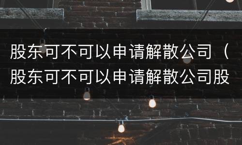 股东可不可以申请解散公司（股东可不可以申请解散公司股权）