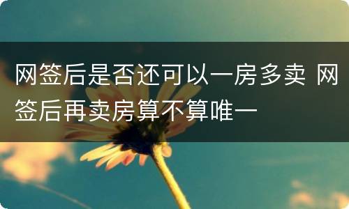 网签后是否还可以一房多卖 网签后再卖房算不算唯一