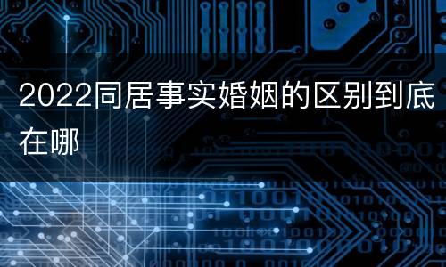 2022同居事实婚姻的区别到底在哪