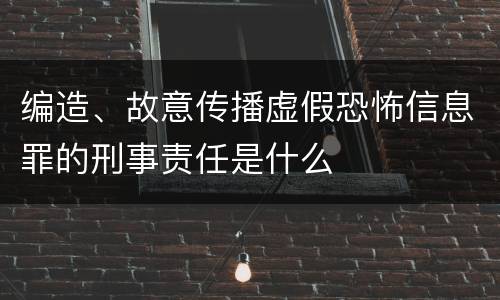 编造、故意传播虚假恐怖信息罪的刑事责任是什么