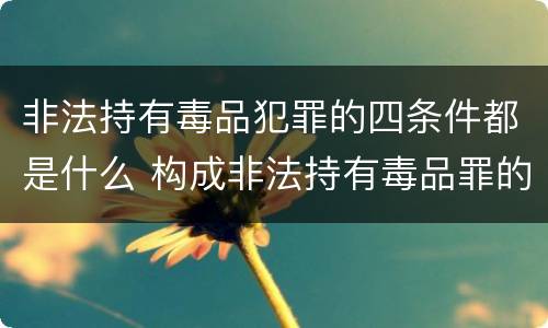 非法持有毒品犯罪的四条件都是什么 构成非法持有毒品罪的条件有