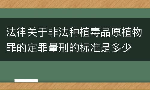 法律关于非法种植毒品原植物罪的定罪量刑的标准是多少