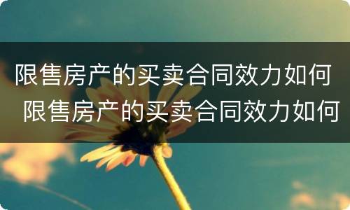 限售房产的买卖合同效力如何 限售房产的买卖合同效力如何确定
