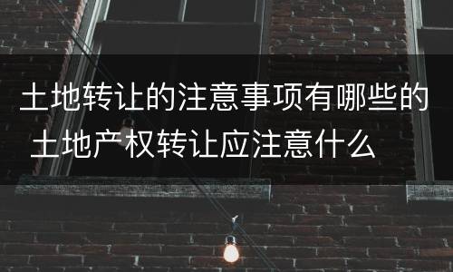 土地转让的注意事项有哪些的 土地产权转让应注意什么