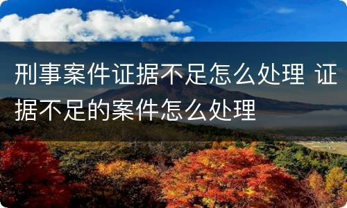 刑事案件证据不足怎么处理 证据不足的案件怎么处理