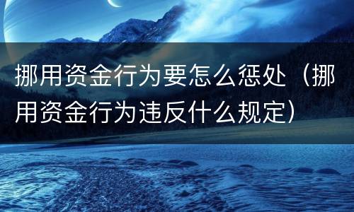 挪用资金行为要怎么惩处（挪用资金行为违反什么规定）