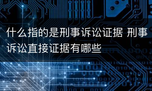 什么指的是刑事诉讼证据 刑事诉讼直接证据有哪些
