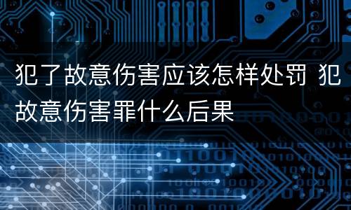 犯了故意伤害应该怎样处罚 犯故意伤害罪什么后果