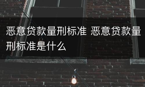 恶意贷款量刑标准 恶意贷款量刑标准是什么