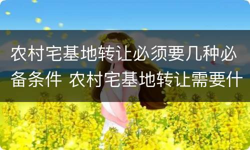 农村宅基地转让必须要几种必备条件 农村宅基地转让需要什么条件