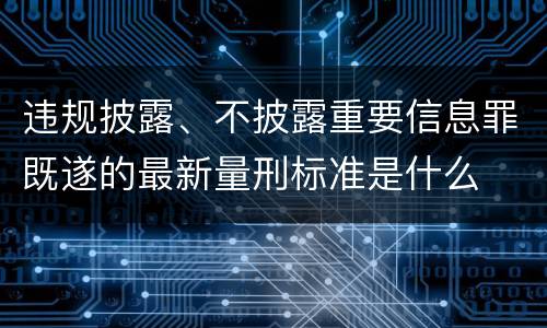 违规披露、不披露重要信息罪既遂的最新量刑标准是什么