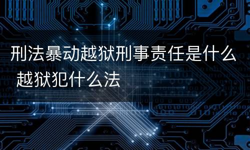 刑法暴动越狱刑事责任是什么 越狱犯什么法