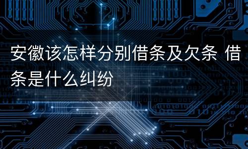 安徽该怎样分别借条及欠条 借条是什么纠纷