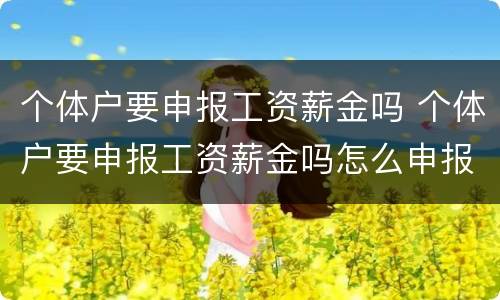 个体户要申报工资薪金吗 个体户要申报工资薪金吗怎么申报