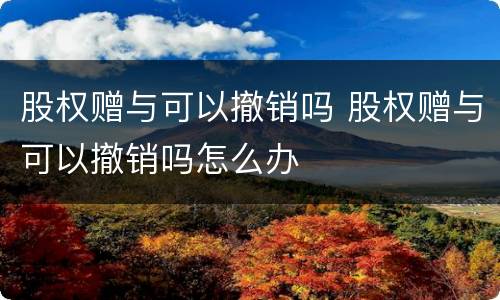 股权赠与可以撤销吗 股权赠与可以撤销吗怎么办