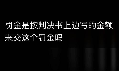 罚金是按判决书上边写的金额来交这个罚金吗