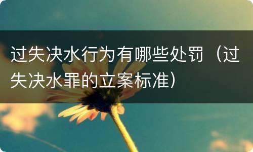 过失决水行为有哪些处罚（过失决水罪的立案标准）