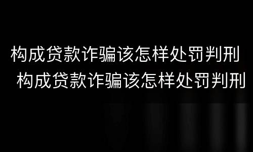 构成贷款诈骗该怎样处罚判刑 构成贷款诈骗该怎样处罚判刑案例