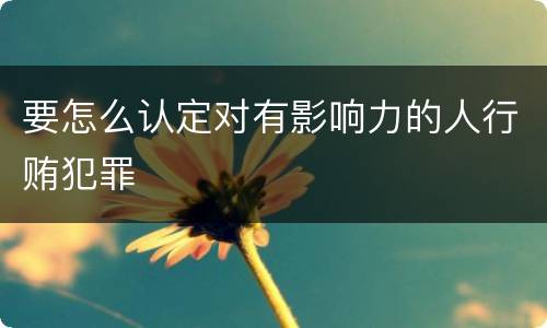 要怎么认定对有影响力的人行贿犯罪
