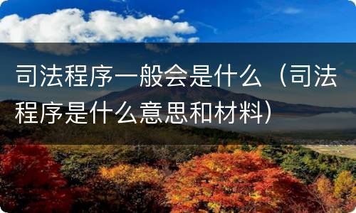 司法程序一般会是什么（司法程序是什么意思和材料）