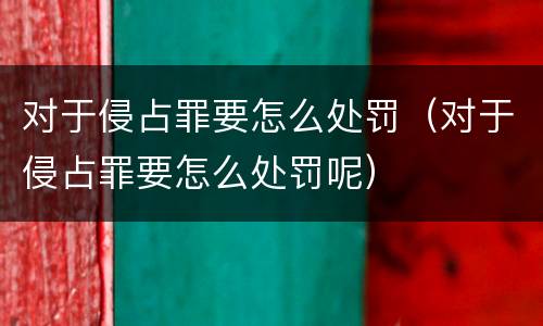对于侵占罪要怎么处罚（对于侵占罪要怎么处罚呢）
