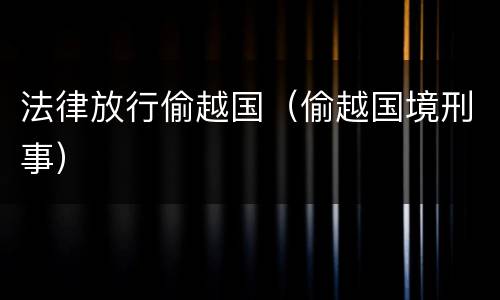 法律放行偷越国（偷越国境刑事）