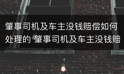 肇事司机及车主没钱赔偿如何处理的 肇事司机及车主没钱赔偿如何处理的案例