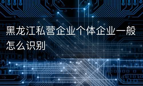 黑龙江私营企业个体企业一般怎么识别