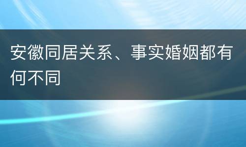 安徽同居关系、事实婚姻都有何不同