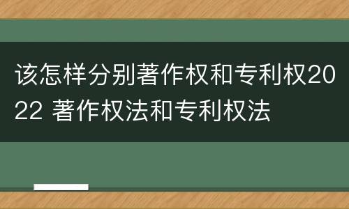 该怎样分别著作权和专利权2022 著作权法和专利权法