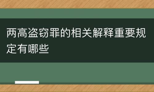两高盗窃罪的相关解释重要规定有哪些