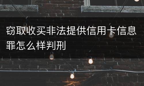 窃取收买非法提供信用卡信息罪怎么样判刑