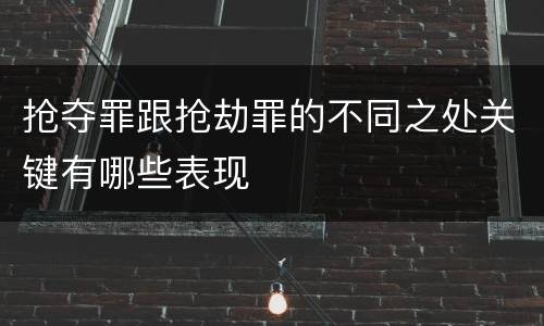 抢夺罪跟抢劫罪的不同之处关键有哪些表现